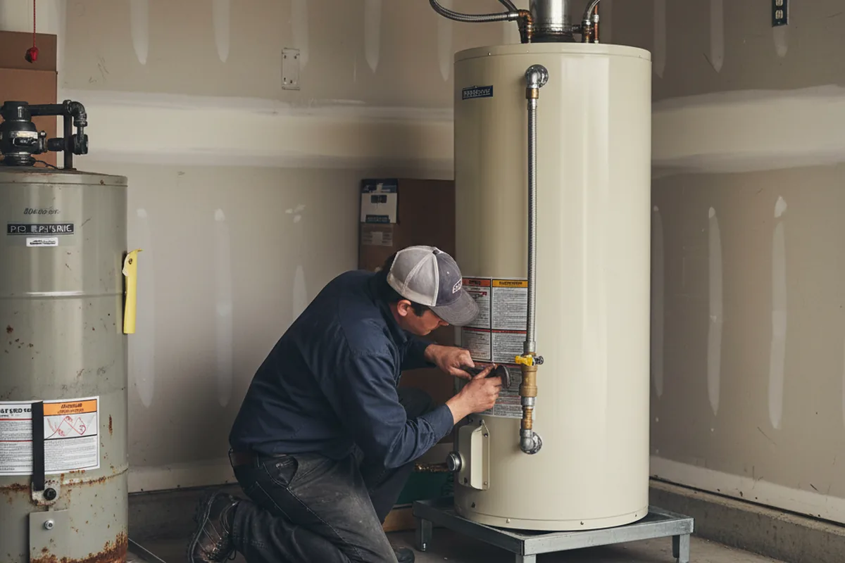 Water heater and shutoff valve replacement in Newton Center